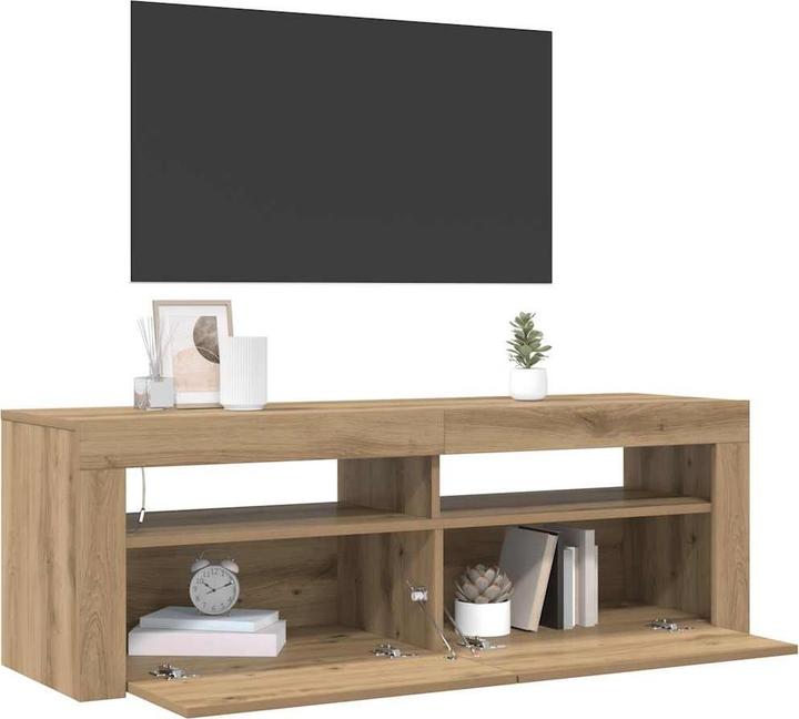 Produktbild VidaXL TV Schrank Lowboard Fernsehschrank Fernsehtisch mit LED Artisan-Eiche (120 x 35 x 40 cm)