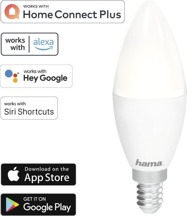 Energie-Label Hama WLAN LED-Lampe (E14, 5.50 W, 470 lm, 1 x, A)