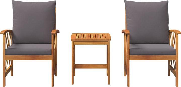 Produktbild VidaXL 3-teiliges Garten-Lounge-Set mit Kissen aus solidem Akazienholz (59 cm)