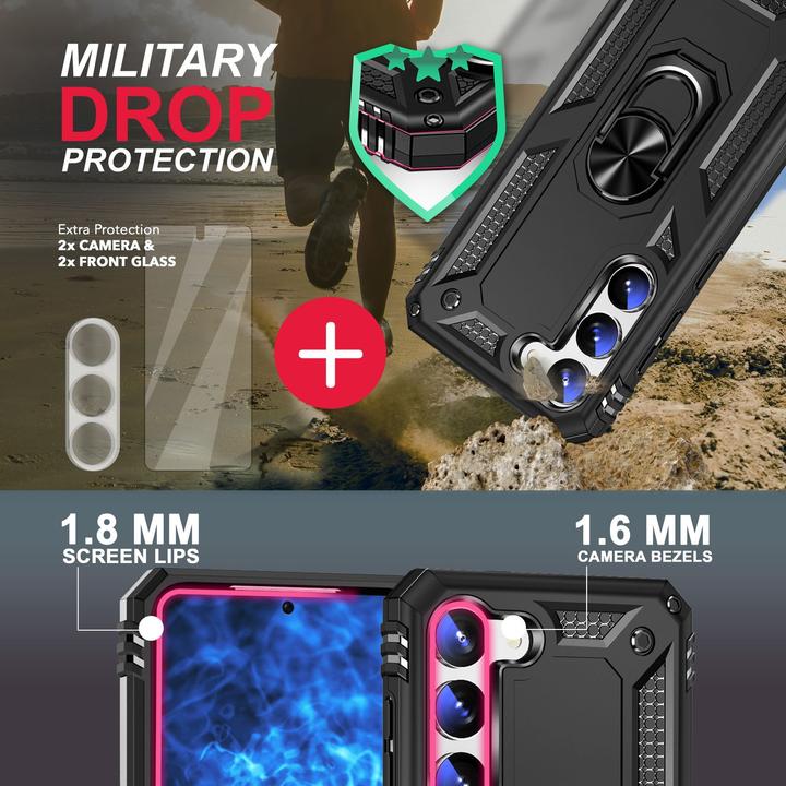 Produktbild Nalia Military-Style Ring Hülle mit 2x Display- & Kameraschutz (Samsung Galaxy S23)