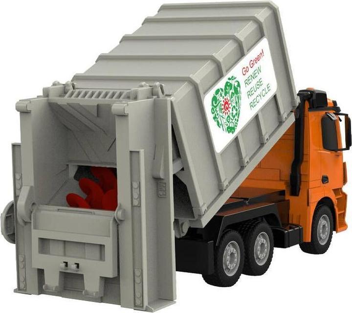 Produktbild Double Remote control RC garbage truck 1:26 (orange) Mercedes-Benz Antos E676-003
