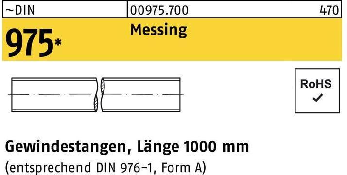 Actual product image Threaded rod DIN 975 M 12 x 1000mm brass