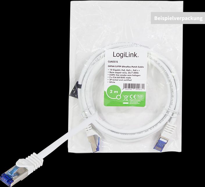 Immagine prodotto LogiLink Cavo patch Ultraflex, Cat.6A, S/FTP, 0,25 m, whiteá (S/FTP, CAT6a, 0.25 m)