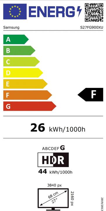 Energy Label Samsung Odyssey 3D - G90XF (3840 x 2160 Pixels, 27")