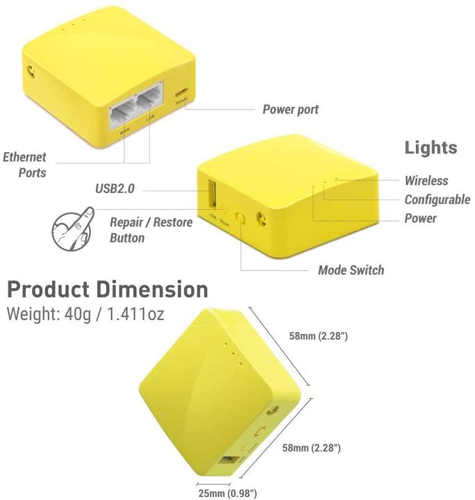 Produktbild iNET GL-MT300N-V2 Reiserouter