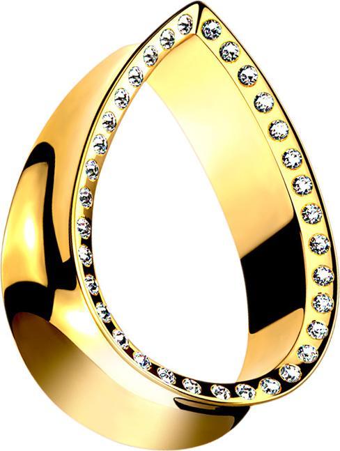 Star Piercing Flared Tunnel vergoldet Tropfen mit Kristall silber (Chirurgenstahl 316L)