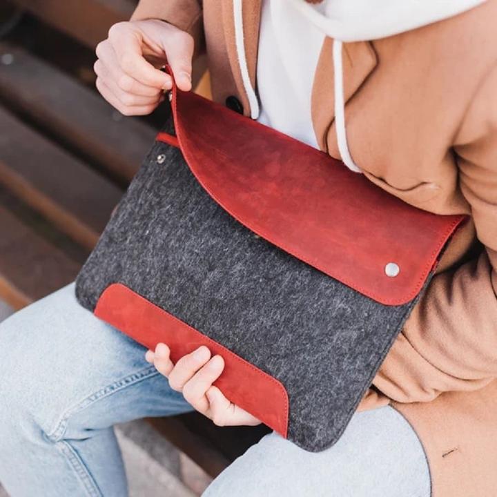 Produktbild Only-Bags.Store Leder- und Fleece-Tasche für Laptop, Laptop-Hülle 14 (14")