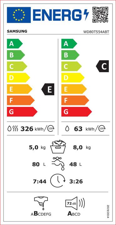 Energie-Label Samsung WD80T554ABT