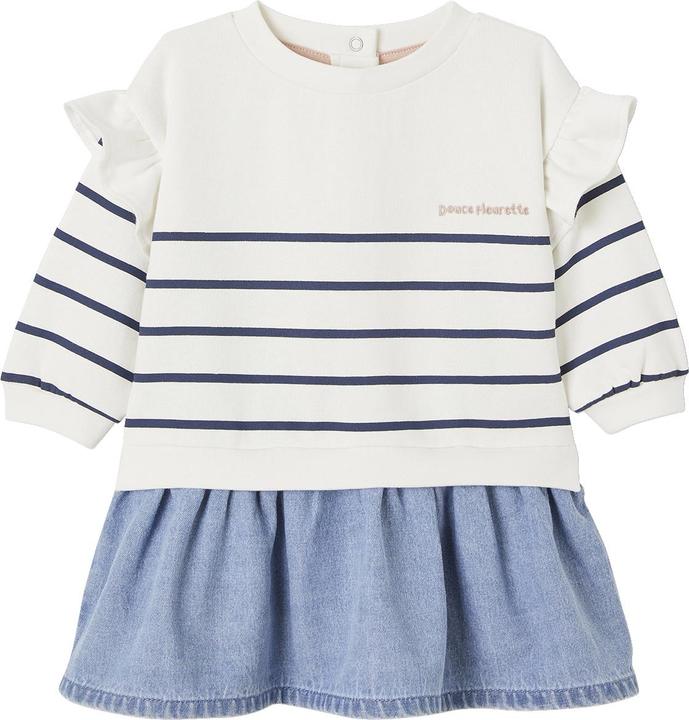 Produktbild Vertbaudet Mädchen 2-in-1-Kleid mit Streifen und Denim (62)