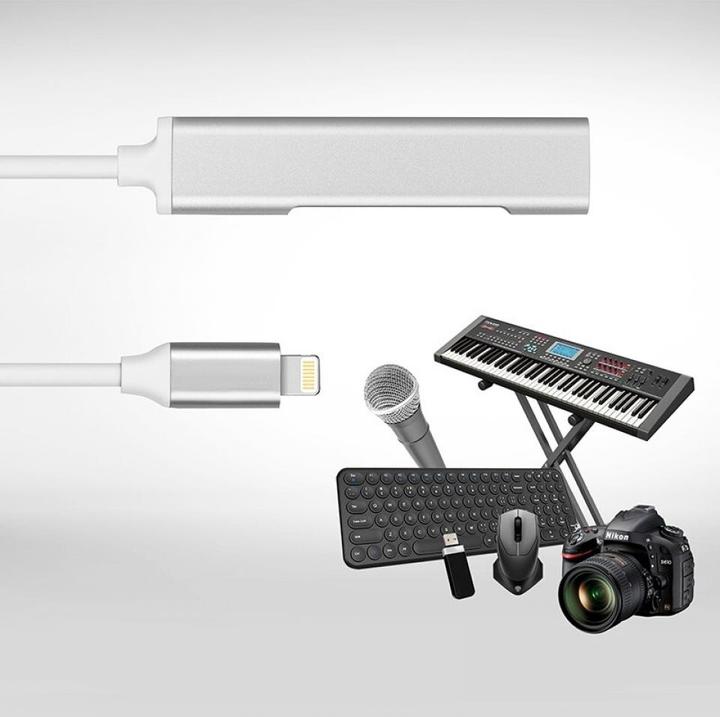 Produktbild PowerGuard 3-in-1 Lightning USB Kamera OTG Adapter 2x USB Ports Charge-In