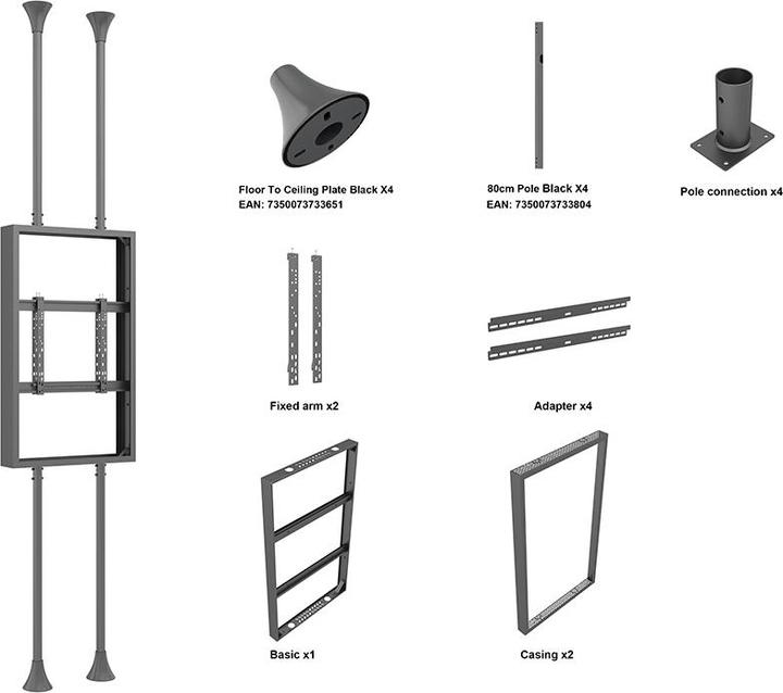 Actual product image Multibrackets M Pro Series Enclosure Floor to Ceiling Mount B2B 55" Medium Black
