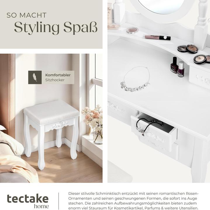 Actual product image tectake Dressing Table (90 x 40 x 145 cm)