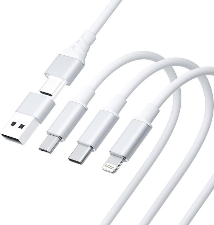 Produktbild 3MK Hyper Cable 3w1 USB-A/USB-C - USB-C/Micro/Lightning 1.5m Biały/White Kabel (1.50 m, USB 3.2 Gen 1, 12 W)