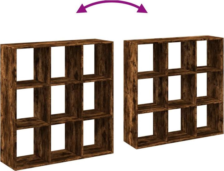 Image du produit VidaXL Séparation de pièce Bibliothèque Étagère sur pied Étagère de bureau Étagère cubique Chêne fumé (102 x 29 x 103.5 cm)