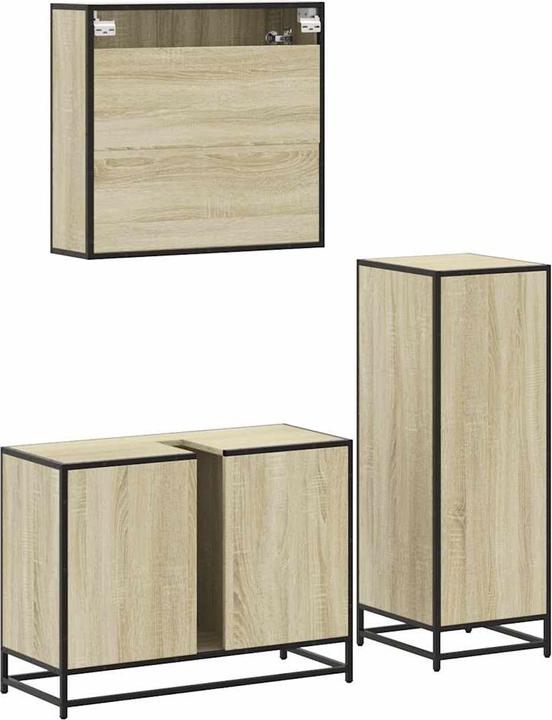 Produktbild VidaXL 3-tlg. Badmöbel-Set Sonoma-Eiche Holzwerkstoff Badmöbelset