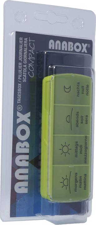 Anabox Medidispenser compact Tagesbox grün 4 Fächer im Blister deutsch/französisch/italienisch