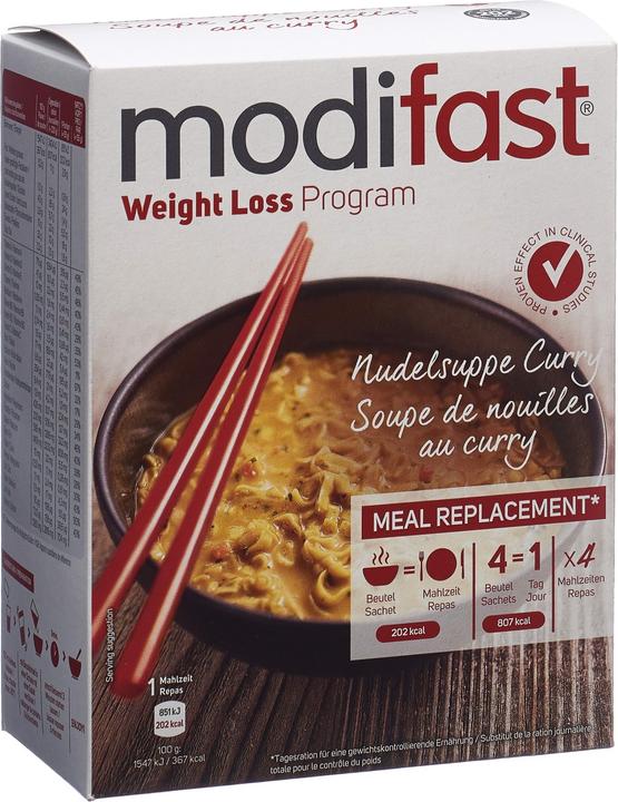 Produktbild Modifast Programm Nudelsuppe Curry (4 Stück, Beutel, 220 g)