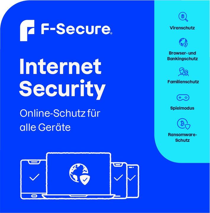 Produktbild F-Secure Internet Security für alle Geräte (ehem. SAFE) 1 Jahr/1 Gerät Download (1 User, 1 Geräte/User, 12 Monate)