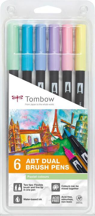 Actual product image Tombow ABT Dual Brush Pen (Pastel combination, 6 x)