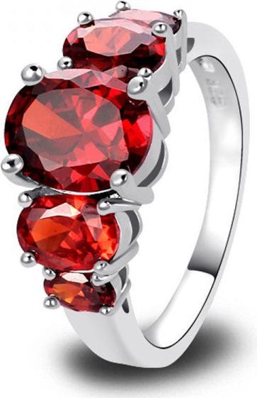Hermex versilberter Ring mit Almandite Garnet Edelstein - Gold Gr. 53 / Size 6 (6)