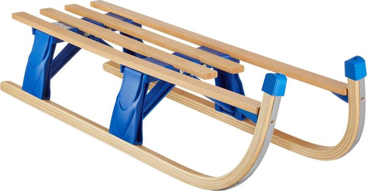 Produktbild tectake Holzschlitten Jeffrey, klappbar mit Zugseil, Schneeballzange
