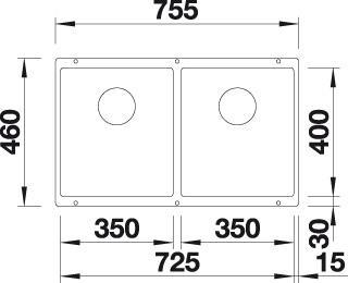 Produktbild Blanco Subline 350/350-U (Unterbauspüle, 46 cm, 75.50 cm)