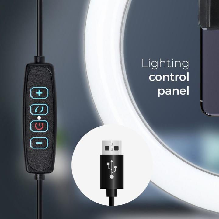 Produktbild Techonic 13-Zoll-LED-Selfie-Lampe mit ausziehbarer Halterung 185cm
