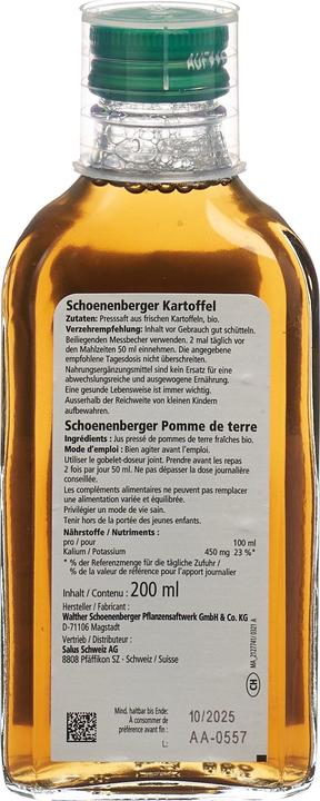 Produktbild Schönenberger Kartoffel naturreiner Frischpflanzensaft Bio Saft (1 Stück, Flüssigkeit, 429 g)