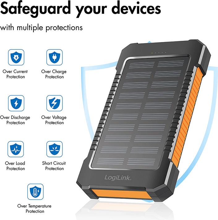 Image du produit LogiLink Banque d'énergie solaire (8000 mAh, 10 W, 29.60 Wh)