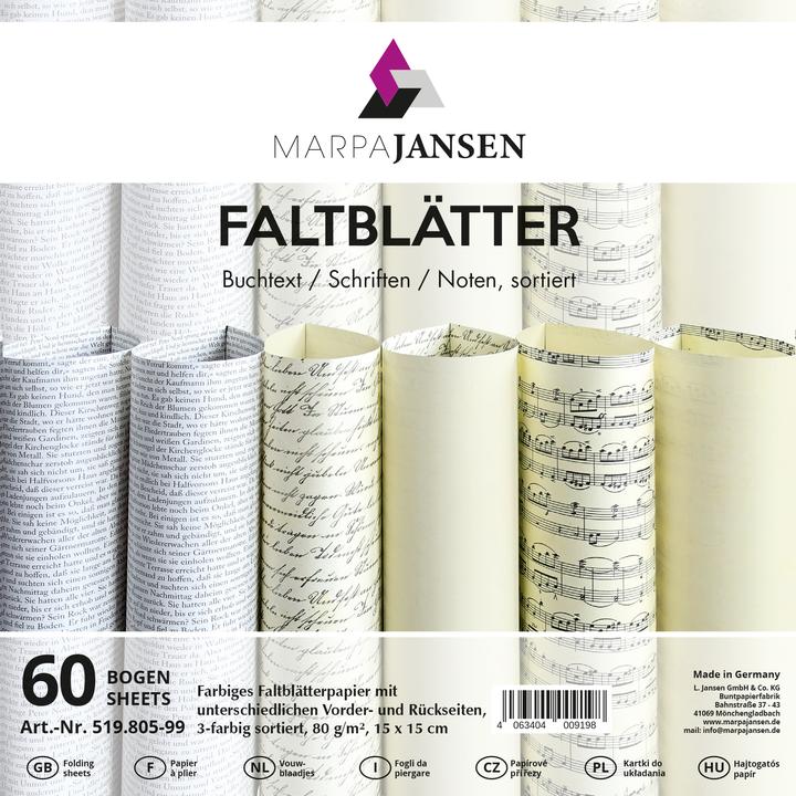 Produktbild MarpaJansen Faltblätter "Text und Noten", 15 x 15 cm, 60 Blatt (80 g/m², 60 x)