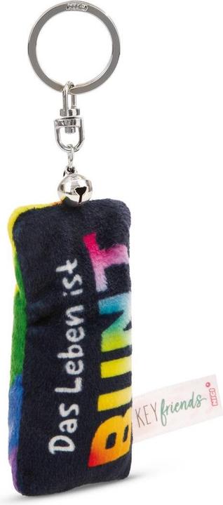 Actual product image Magni NICI Schlüsselanhänger Mini Plüschkissen Das Leben ist bunt mit Glöckchen 8cm