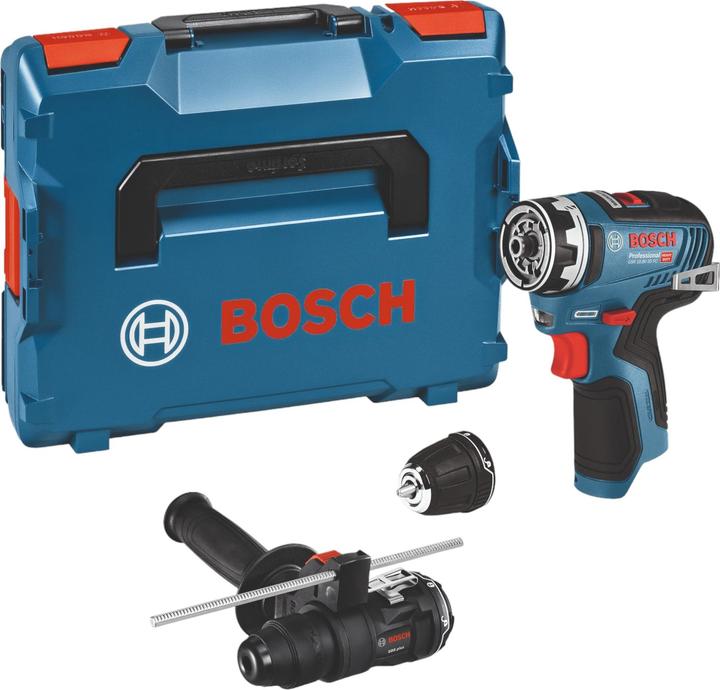 Koffer L-BOXX 102, Bohrhammeraufsatz, Bohrfutteraufsatz GFA 12-B, 2 Akkus, Schnelladegerät, Zusatzhandgriff, Tiefenmass
