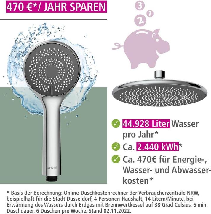 Image du produit Wenko Système de douche Water Saving chromé