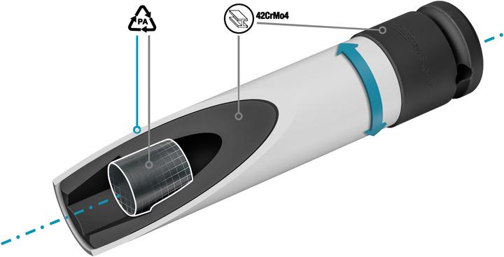 Actual product image HAZET Impact socket ∙ hexagon ∙ extra long 904SLG-17 ∙ Square, hollow 12.5 mm (1/2 inch) ∙ Outside … (17 mm)