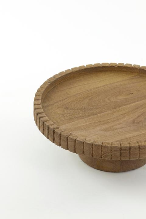 Produktbild Light & Living Caleta Schale auf Fuss Holz matt 28 cm