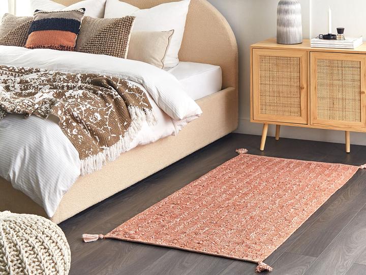Actual product image Beliani Carpet cotton orange 80 x 150 cm short pile MUGLA (150 x 80 cm)