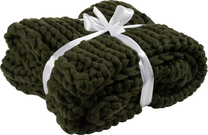 J-Line Coperta COZY a maglia grossa 127 x 152 cm - verde scuro (127 x 152 cm)