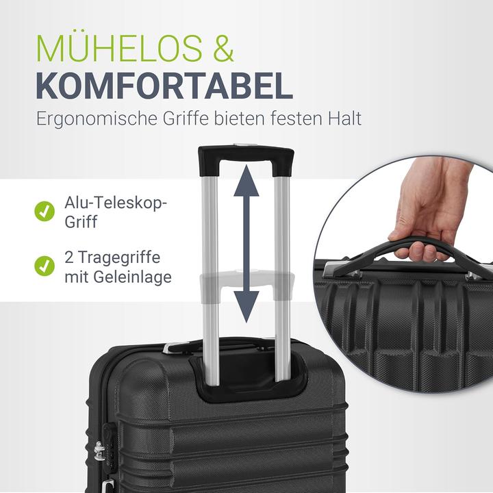 Produktbild Juskys 3-teiliges Hartschalenkoffer-Set mit 360° Rollen (120 l, M (50 - 90l), XL (ab 115l))