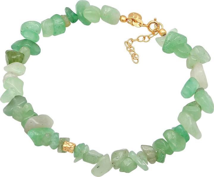 Elli PREMIUM Fussschmuck Aventurin Splitter Bead 925 Silber vergoldet (Plastik, 925 Sterling Silber vergoldet, Aventurin, 22 cm)