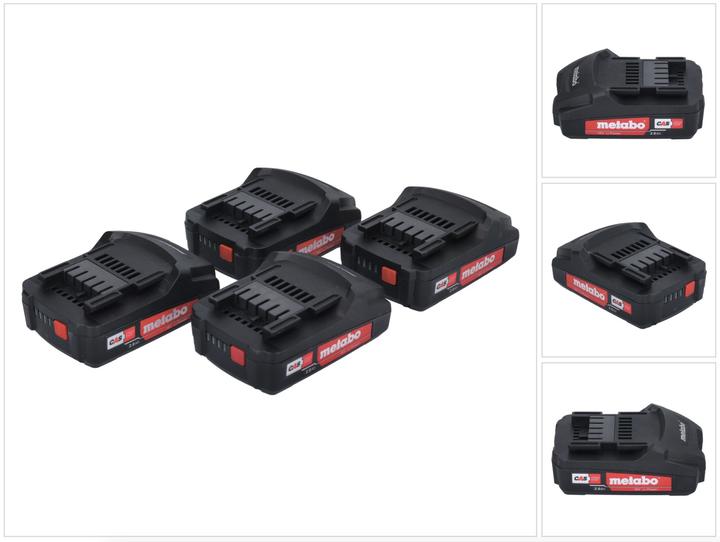Metabo Akku Set 4x Li-Power Akkupack 18 V 2,0 Ah CAS Li-Ion Akku ( 4x 625596000 ) mit Ladestandsanz (18 V)