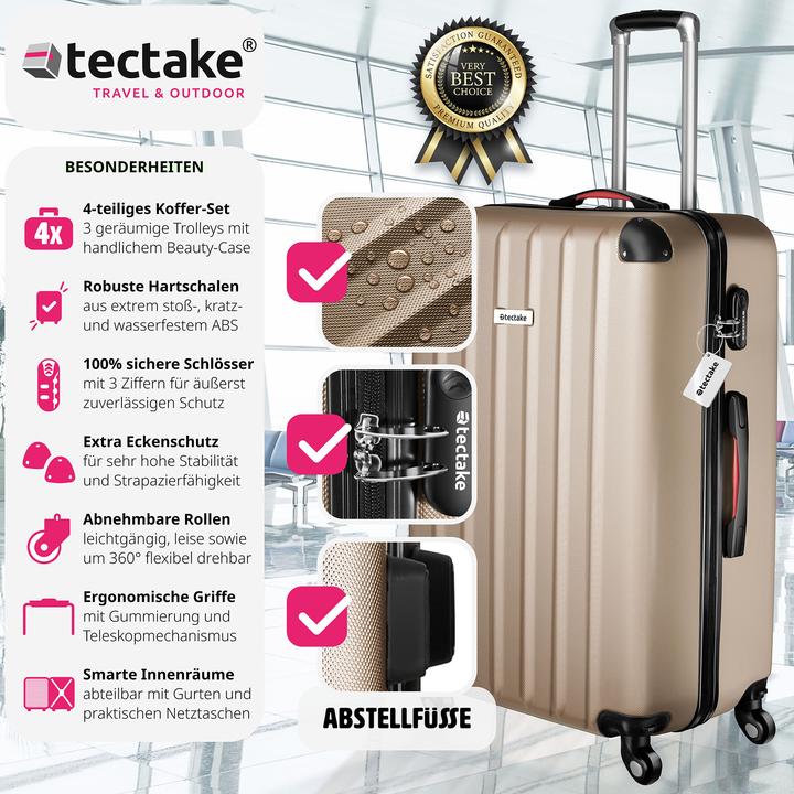 Immagine prodotto tectake Cleo 4 pezzi con bilancia per bagagli (95 l, L (90 - 115l))