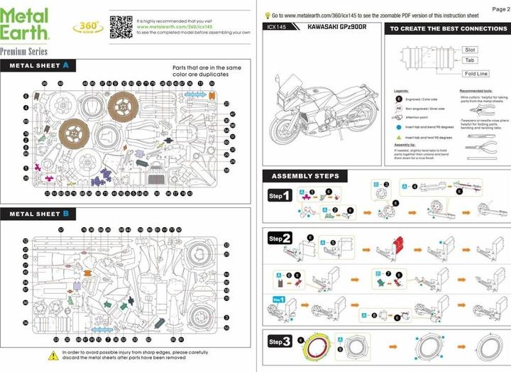 Produktbild Metal Earth Fascinations ICX145 ICONX 502907 Kawasaki GPZ900R, lasergeschnittener 3D-Konstruktionsbausatz, 2...