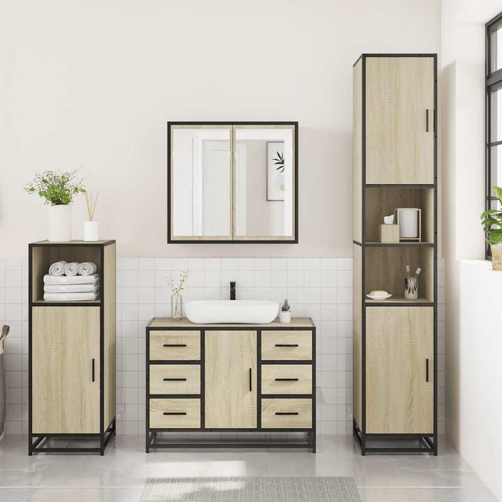 Produktbild VidaXL 3-tlg. Badmöbel-Set Sonoma-Eiche Holzwerkstoff Badmöbelset