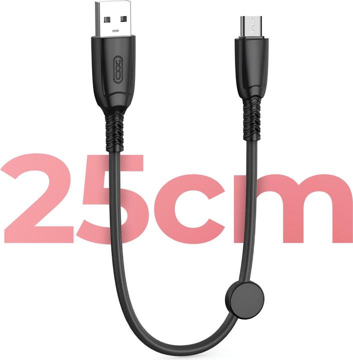 Image du produit xO câble NB247 USB - microUSB 0,25 m 6A noir (0.25 m, USB 3.0)