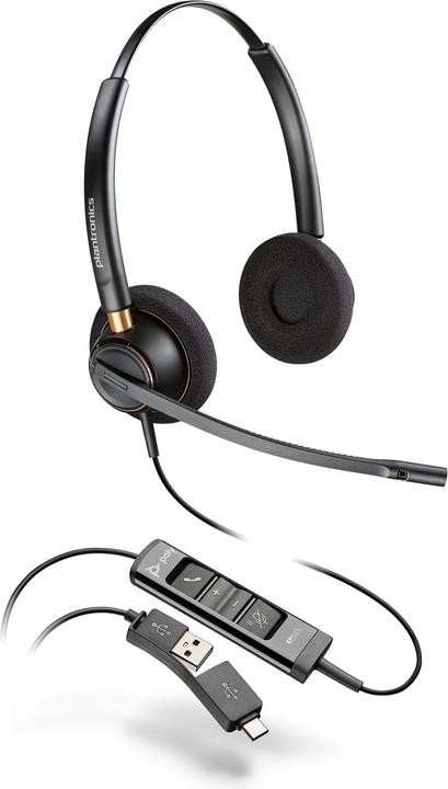 Produktbild Poly HP EncorePro 525 USB-C Stereo-Headset, Kabelgebunden, Anrufe/Musik, 55 g, Kopfhörer, Schwarz (Kabelgebunden, USB-C)