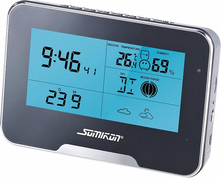 Produktbild Somikon 2 mal Full-HD-Überwachungskamera mit Wetterstation und Bewegungserkennung