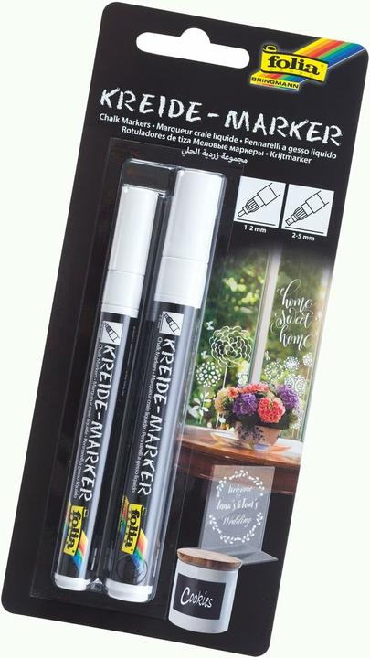 Immagine prodotto Folia Pennarello a gesso (Bianco, 5 mm, 2 x)
