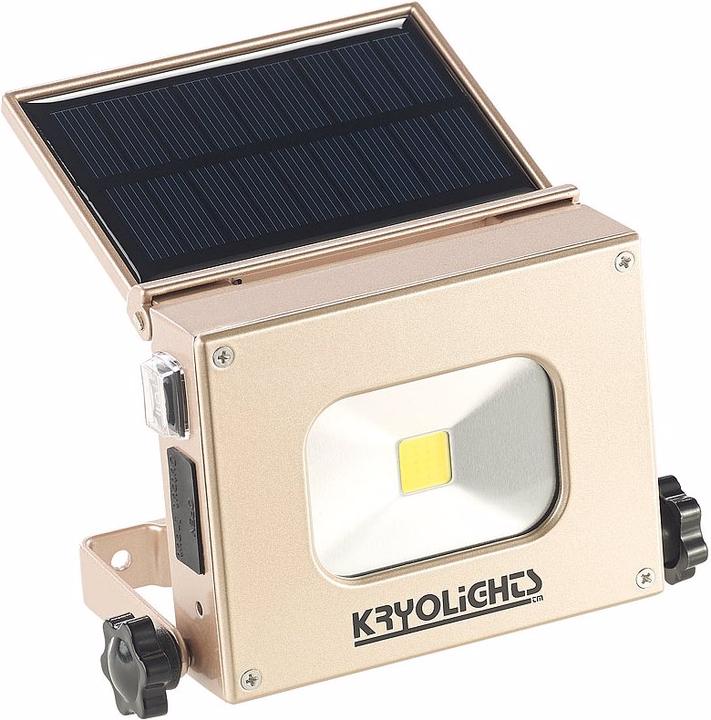 Produktbild KryoLights 2in1-LED-Fluter mit Powerbank und Solar-Panel (4000 mAh, 10 W, 14.80 Wh)