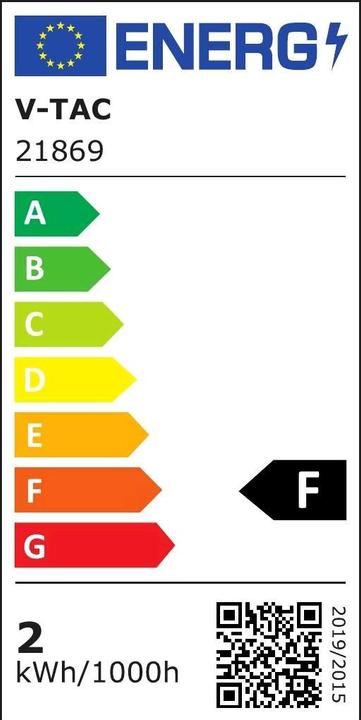 Energy Label V-TAC VT232 LED Spotlight SAMSUNG Chip GU10 2W MR11 80RA 3000K (150 lm, GU10)