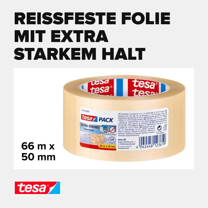 Image du produit tesa tesapack ULTRA STRONG Ruban adhésif pour paquets - Ruban d'emballage en PVC pour un emballage (50 mm)